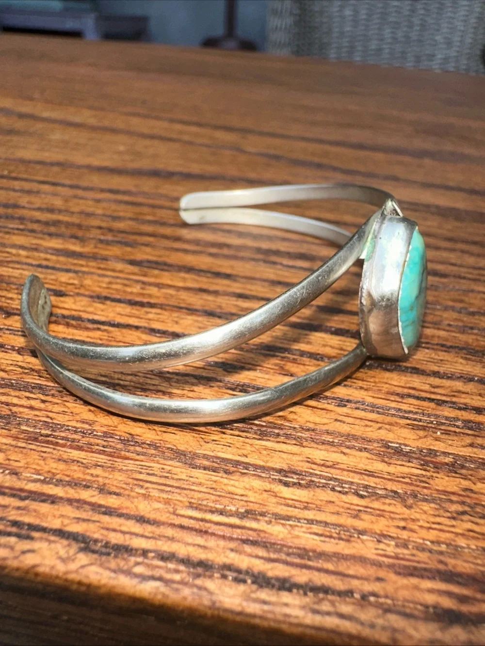 Vintage Native American HandMade Turquoise Sterling Silver Cuff Bracelet